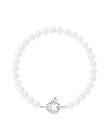 PERLINEA- | Bracelet Perles de Culture Ronde 6-7  mm Blanc Naturel- Bijou Femme