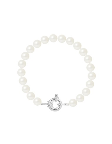 PERLINEA- Bracelet Perles de Culture Ronde 7-8 mm Blanc Naturel- Bijou Femme