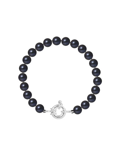 PERLINEA- Bracelet Perles de Culture Ronde 7-8 mm Black Tahiti- Bijou Femme