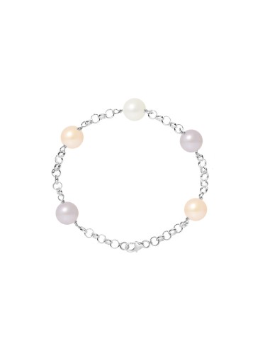 PERLINEA- Bracelet Perles de Culture- Diamètre 9-10 mm Multicolor- Bijou Femme 