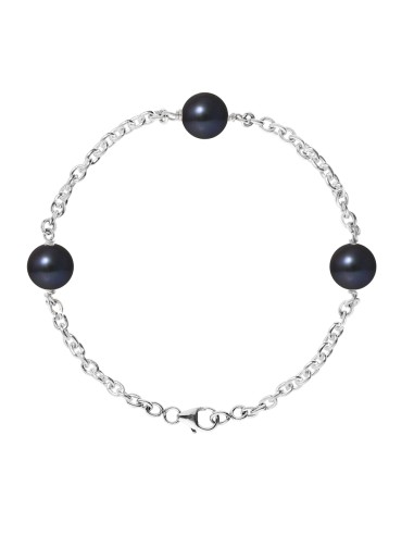 PERLINEA- Bracelet Perles de Culture- Diamètre 9-10 mm Black Tahiti- Bijou Femme 