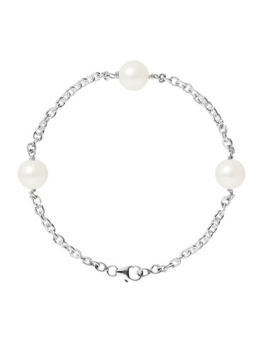 PERLINEA- Bracelet Perles de Culture- Diamètre 9-10 mm Blanc- Bijou Femme 