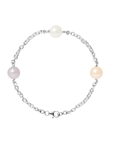 PERLINEA- Bracelet- Perles de Culture d'Eau Douce Multicolor 9-10 mm- Bijou Femme