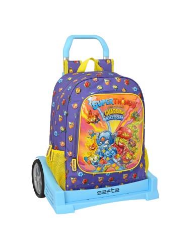 Cartable à roulettes SuperThings Guardians of Kazoom Violet Jaune (32 x 42 x 14 cm)