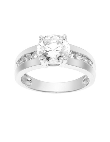 Bague Solitaire serti de 4 Griffes Oxydes de Zirconium Blancs 